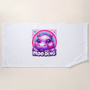 Moo Deng Baby Cute Hippo Girl Baby Pygmy Funny Pin Beach Towel
