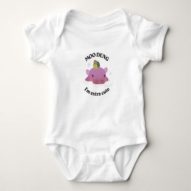 Moo Deng Baby Hippo Baby Bodysuit (Front)