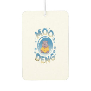 Moo Deng Baby Hippo in Raincoat Cute Animal Cartoo Car Air Freshener