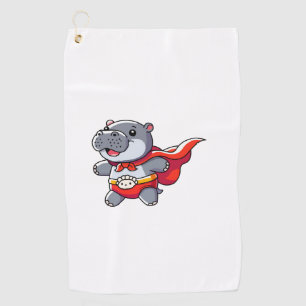 Moo Deng Baby Hippo Superhero Kids Cute Fun Boys G Golf Towel