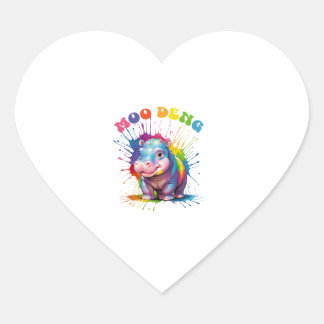 Moo Deng Baby Hippo Women Toddler Girls Long Sleev Heart Sticker