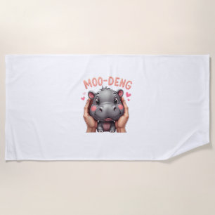 Moo-Deng Baby Pygmy Hippo Cute Baby Hippo Moodeng Beach Towel