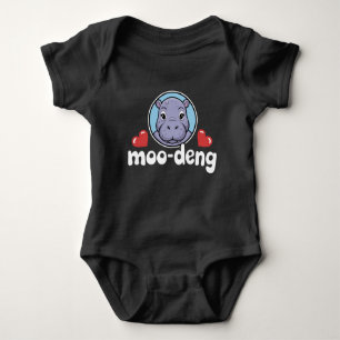 Moo Deng Bouncy Pig in Thai Picture Baby Hippo Baby Bodysuit