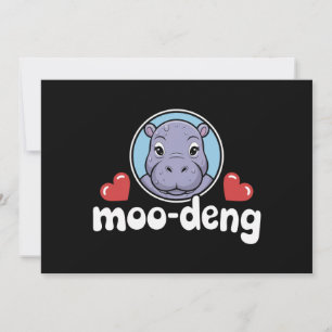 Moo Deng Bouncy Pig in Thai Picture Baby Hippo Invitation