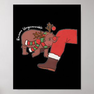 Moo Deng Christmas Animal Lover Trending Become Un Poster