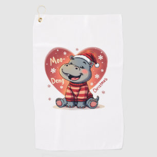 Moo-Deng Christmas Hippo Cute Holiday Cartoon Snow Golf Towel