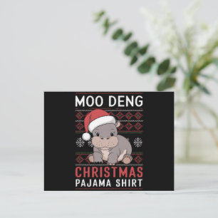 Moo Deng Christmas Pajama Matching Family  Holiday Postcard