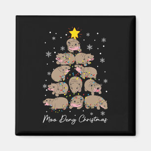 Moo Deng Christmas Tree Funny Cute Ba Magnet