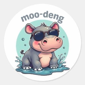 moo deng classic round sticker