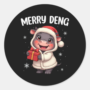 Moo Deng Coquette Pygmy Hippo Thai Pajama Xmas Wom Classic Round Sticker