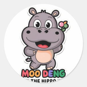 Moo Deng Cute Cartoon Hippo Classic Round Sticker
