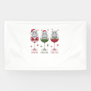 Moo-deng Drink Drank Drunk Glasses Christmas Baby Banner