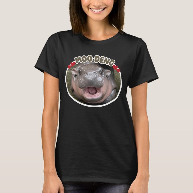 Moo Deng Happy Hippo Meme T-Shirt (Front)