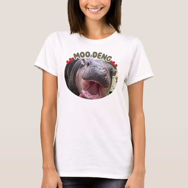Moo Deng Happy Hippo Meme T-Shirt (Front)