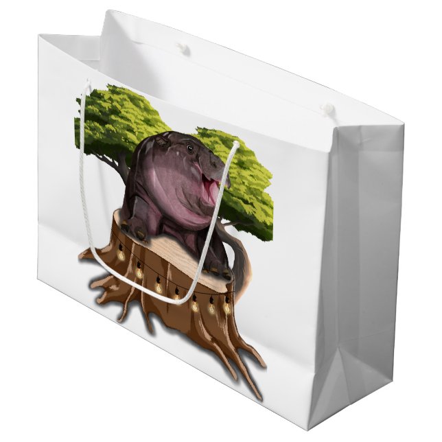 Moo Deng Hippo Large Gift Bag (Front Angled)
