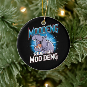 MOO DENG Hippo Ride The MOO DENG Ceramic Tree Decoration