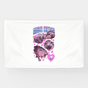 Moo-Deng Hippo The Famous Baby Pigmy Moodeng T-Shi Banner
