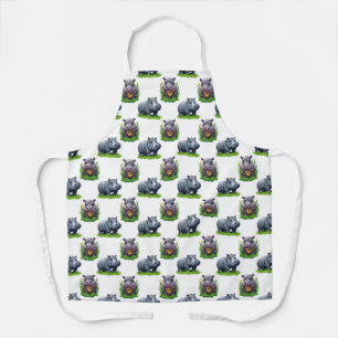 Moo Deng Hippopotamus Animal Pattern Design Apron