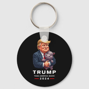 Moo Deng Hippopotamus Support Donald Trump 2024 Fu Key Ring