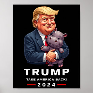Moo Deng Hippopotamus Support Donald Trump 2024 Fu Poster