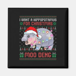 Moo-deng I Want A Hippopotamus For Christmas Cute Magnet
