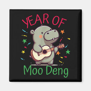 Moo Deng Is A Pygmy Hip Happy New Year Funny  Magnet