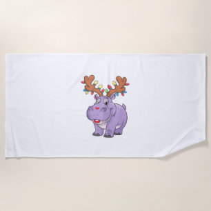 Moo Deng Reindeer Christmas Xmas Cute Zoo Safari S Beach Towel