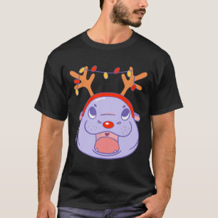 Moo Deng Reindeer Christmas Xmas Cute Zoo Safari S T-Shirt