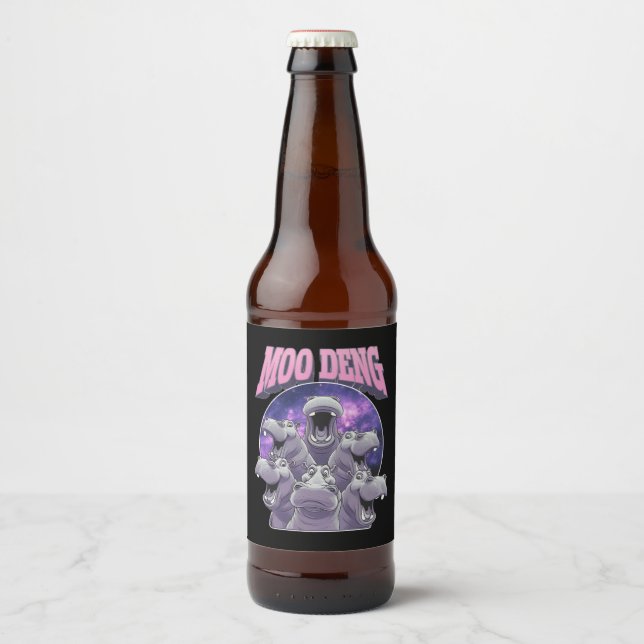 MOO-DENG THE FAMOUS BABY PIGMY HIPPO MOODENG BEER BOTTLE LABEL (Front)