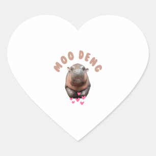 MOO-DENG THE FAMOUS BABY PIGMY HIPPO MOODENG T-Shi Heart Sticker