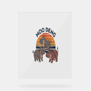 Moo Deng vintage retro sunset hippos T-Shirt Acrylic Sign