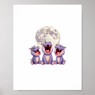 moo deng with the moon Moo Deng Funny Moo-Deng Mem Poster