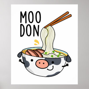 Moo-don Funny Udon Pun  Poster