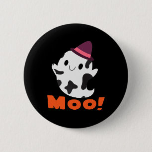 Moo! Funny Cow Ghost Halloween Women Girls Boys  6 Cm Round Badge