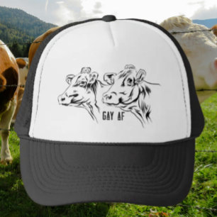 Moo Gay AF Black & White Trucker Hat