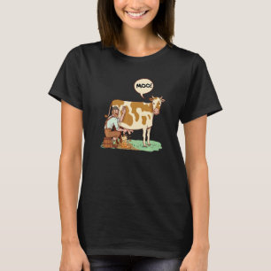 Moo Graphic Agriculture Agriculteur Farmer Tractor T-Shirt
