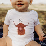 Moo Highland Cow,  Baby Bodysuit<br><div class="desc">Hand Painted Cute Fury Cow</div>