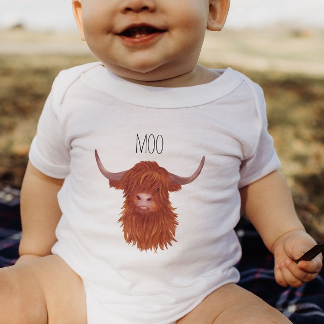 Moo Highland Cow,  Baby Bodysuit (Creator Uploaded)