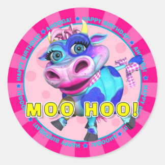 MOO HOO! Birthday Stickers with Kissy Moo