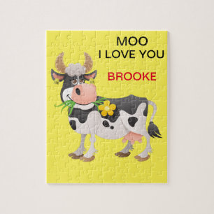 "MOO" I LOVE YOU COW PUZZLE PERSONALIZED.