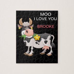 "MOO" I LOVE YOU COW PUZZLE PERSONALIZED.