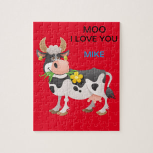 "MOO" I LOVE YOU COW PUZZLE PERSONALIZED.