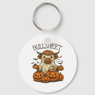 Moo... I Mean Boo Bullsheet Cow Ghost Halloween 1 Key Ring