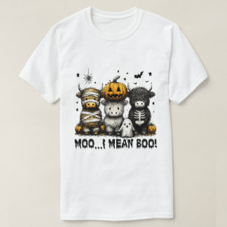 Moo I Mean Boo Cow Halloween Ghost Shirt