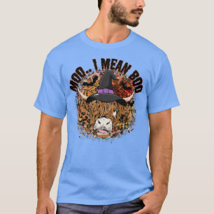 Moo I Mean Boo Cow Witch Hat Country Girl Hallowee T-Shirt