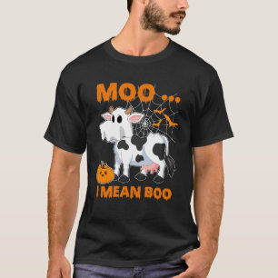Moo I Mean Boo  Ghost Cow Pumpkin Costume For Hall T-Shirt
