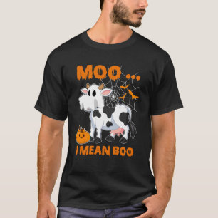 Moo I Mean Boo  Ghost Cow Pumpkin Costume For Hall T-Shirt