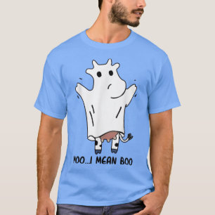 Moo I Mean Boo Ghost Halloween Spooky Season Funny T-Shirt