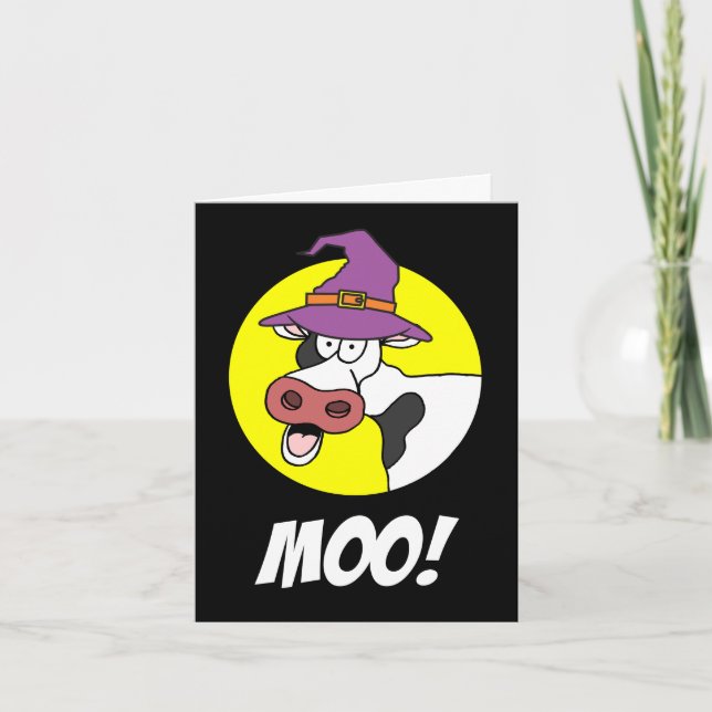 Moo I Mean Boo Halloween Cow Holiday Card (Front)