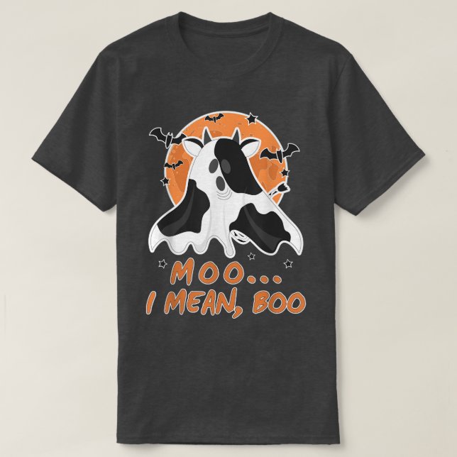 Moo I Mean Boo Halloween Kids Costume Boo Ghost Co T-Shirt (Design Front)